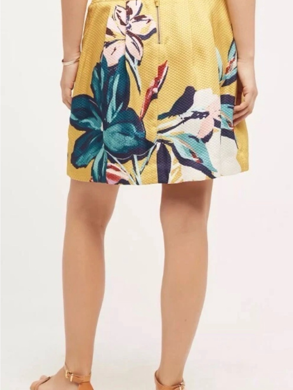 Maeve Tropicale Skirt Size 12 Golden Yellow Tropical Floral Print Anthropologie - Picture 5 of 10